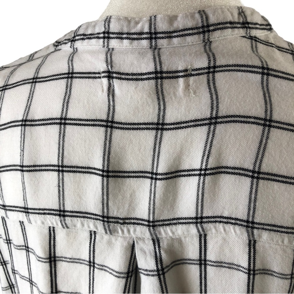 Lou and Grey for Loft Henley Style Blouse Women L Window Pane Plaid - Picture 7 of 9